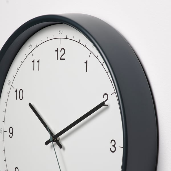 TAGGAD Wall clock, white/grey, 38 cm