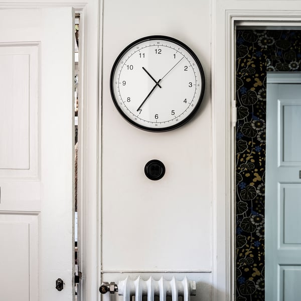 TAGGAD Wall clock, white/grey, 38 cm