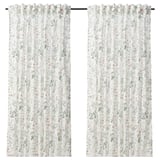 TIMJANSMOTT Curtains, 1 pair, white/floral pattern, 145x250 cm