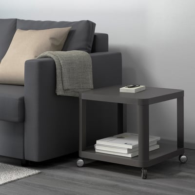 TINGBY Side table on castors, grey, 50x50 cm
