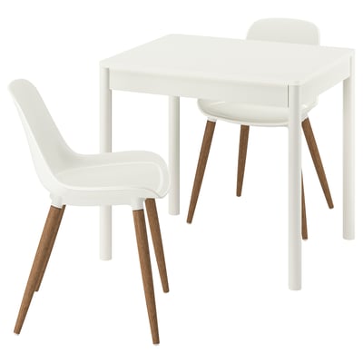 TONSTAD Table and 2 chairs, off-white/white, 80/120x70 cm