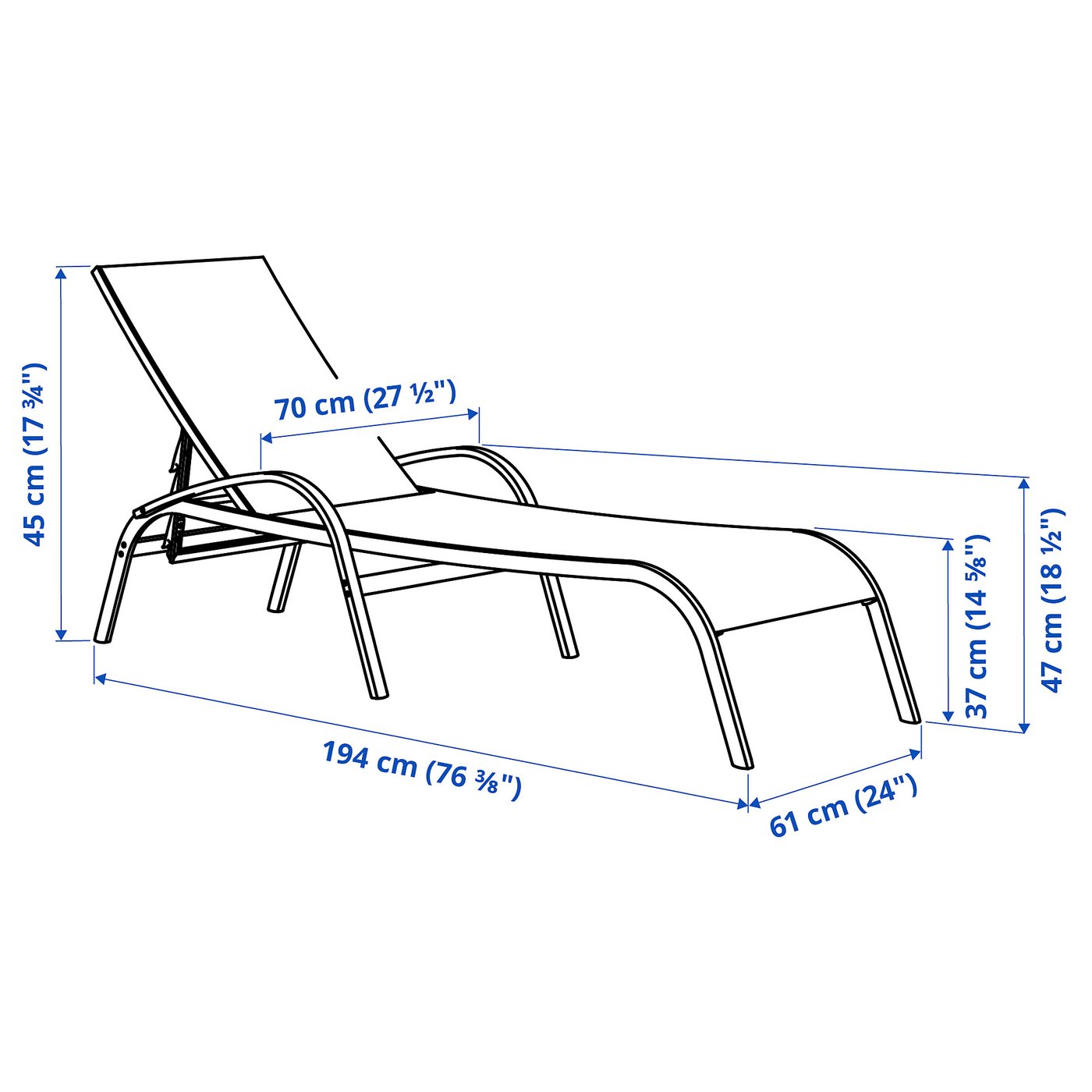 TORHOLMEN Sun lounger, grey IKEA