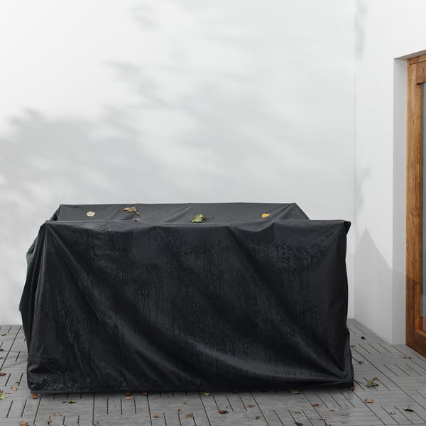TOSTERÖ Cover for furniture set, dining set/black, 215x135 cm