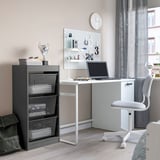 TROFAST Storage combination with boxes, grey/dark grey, 46x30x95 cm