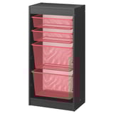 TROFAST Storage combination with boxes, grey/light red, 46x30x95 cm