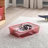 TROFAST Storage combination with boxes, light white stained pine/light red, 93x44x53 cm