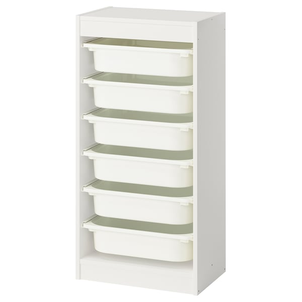 TROFAST Storage combination with boxes, white/white, 46x30x95 cm