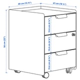 TROTTEN Drawer unit w 3 drawers on castors, white