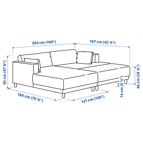 UPPÅKRA 3-seat modular sofa, with chaise longue, left with footstool/Samsala brown-red