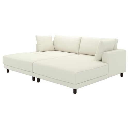 UPPÅKRA 3-seat modular sofa, with chaise longue, right with footstool/Axvall off-white