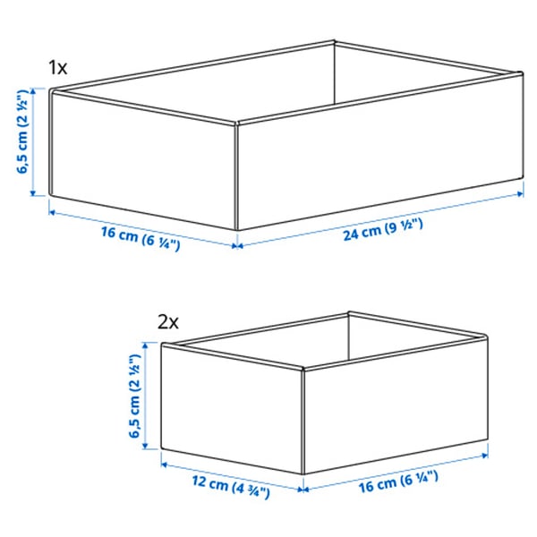 UPPDATERA Box, set of 3, grey