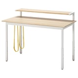 UTVISNING Gaming desk with shelf, ash effect/white, 120x60 cm