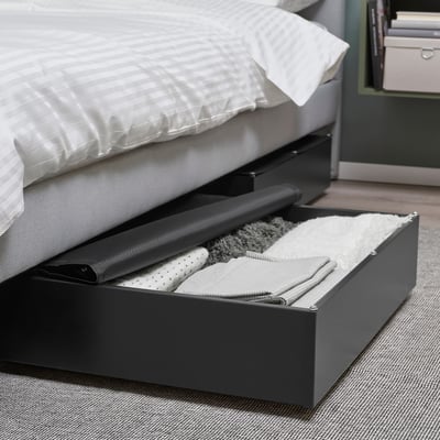 VARDÖ Bed storage box, black, 65x70 cm
