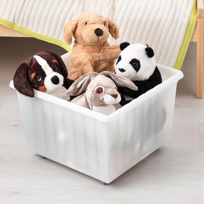 VESSLA Storage crate with castors, white, 39x39 cm