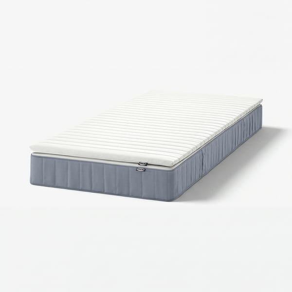 VESTERÖY Mattress and mattress pad, extra firm light blue/Näsfjället white, 120x200 cm