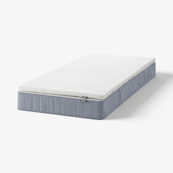 VESTERÖY Mattress and mattress pad, extra firm light blue/Nisseholm white, 90x200 cm