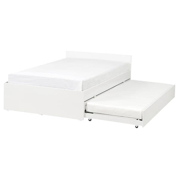 VIHALS Bed frame with 1 trundle bed, white, 120x200 cm