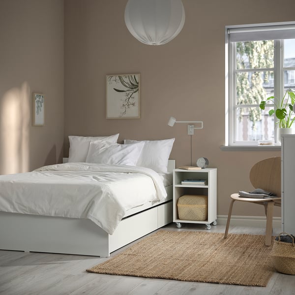 VIHALS Bed frame with 2 storage boxes, white, 120x200 cm