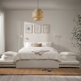 VIHALS Bed frame with 2 trundle beds, white/Luröy, 180x200 cm