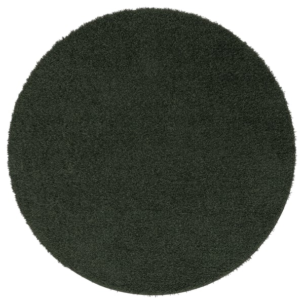 VINDEBÄK Rug, high pile, dark green, 130 cm