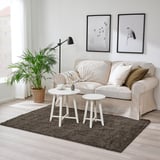 VINDEBÄK Rug, high pile, grey-brown, 133x195 cm