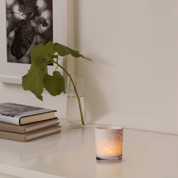 VINDSTILLA Tealight holder, dark beige, 11 cm