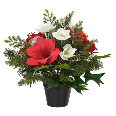 VINTERFINT Artificial potted plant, in/outdoor arrangement/white red, 12 cm