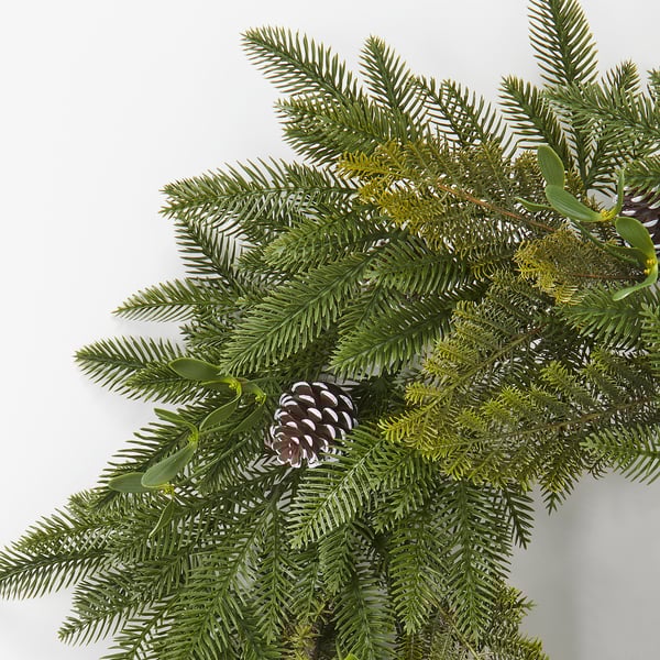 VINTERFINT Artificial wreath, in/outdoor/pine cone green, 60 cm