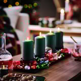 VINTERFINT Candle holder, for 4 candles black, 54x15x7 cm