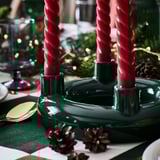 VINTERFINT Candlestick, for 4 candles rounded/dark green, 8 cm