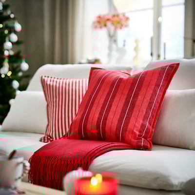 VINTERFINT Cushion cover, striped red, 50x50 cm