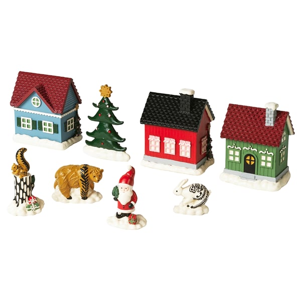 VINTERFINT Decoration set of 8, winter village