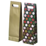 VINTERFINT Gift bag for bottle, mixed patterns multicolour/gold-colour, 13x41 cm