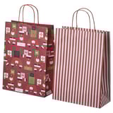 VINTERFINT Gift bag, mixed patterns red, 26x35 cm