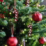 VINTERFINT Tree ornament, glass/candy cane red/white, 8 cm