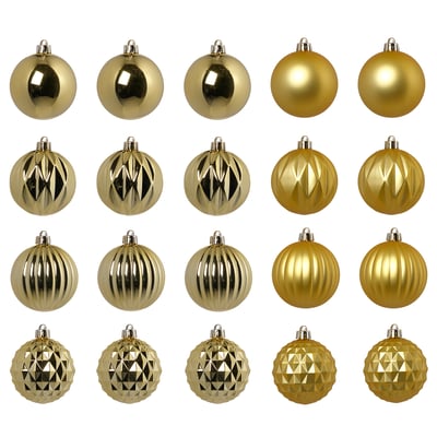 VINTERFINT Tree ornament in bag, set of 20, bauble gold-colour, 7 cm