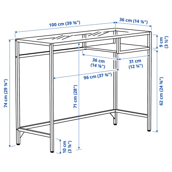 Illustration with measurements for the product: VITTSJÖ.