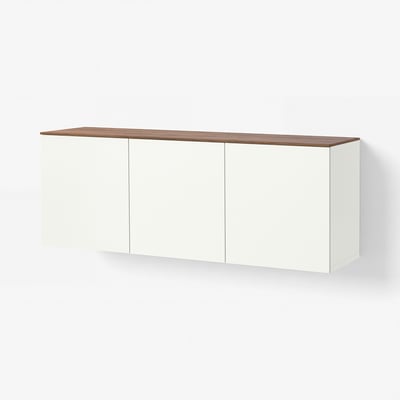 BESTÅ 베스토 벽수납콤비네이션, 화이트 푀르발타레/브라운 호두나무 무늬, 180x42x65 cm
