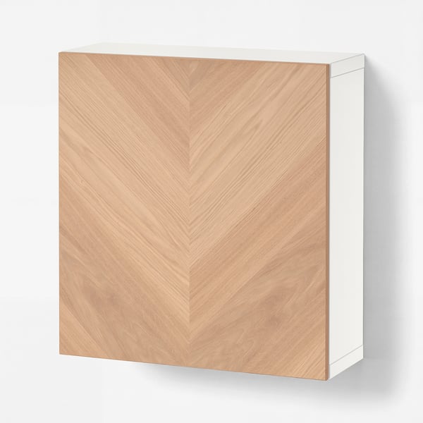 BESTÅ 베스토 벽수납콤비네이션, 화이트/헤데비켄 참나무무늬목, 60x22x64 cm
