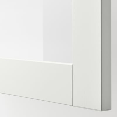 BESTÅ 베스토 벽수납콤비네이션, 화이트/신드비크 유리, 120x42x64 cm