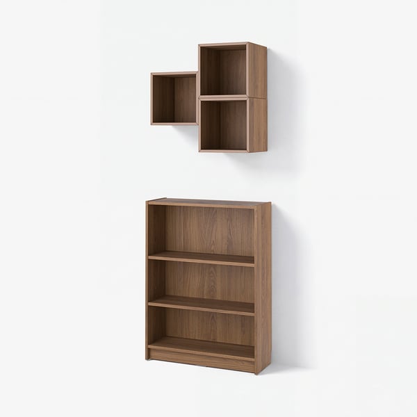 BILLY 빌리 / EKET 에케트 책장 콤비네이션, 브라운 호두나무 무늬
