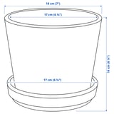 BRUNBÄR 브룬베르 화분+받침, 실외용 테라코타, 15 cm