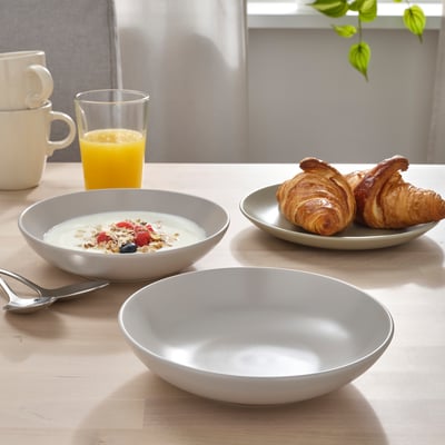 FÄRGKLAR 페리클라르 파스타접시, 무광 라이트그레이, 19 cm