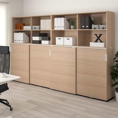 GALANT 갈란트 미닫이수납콤비네이션 화이트스테인 참나무 무늬목 IKEA