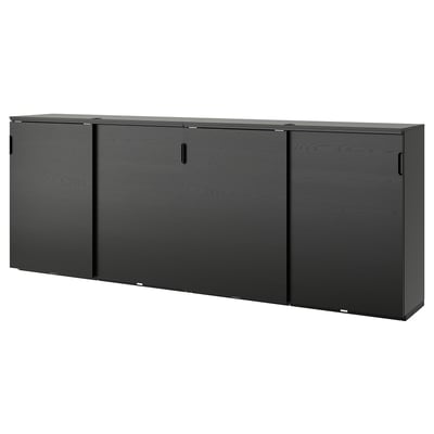GALANT 갈란트 미닫이수납콤비네이션, 블랙스테인 물푸레무늬목, 320x120 cm