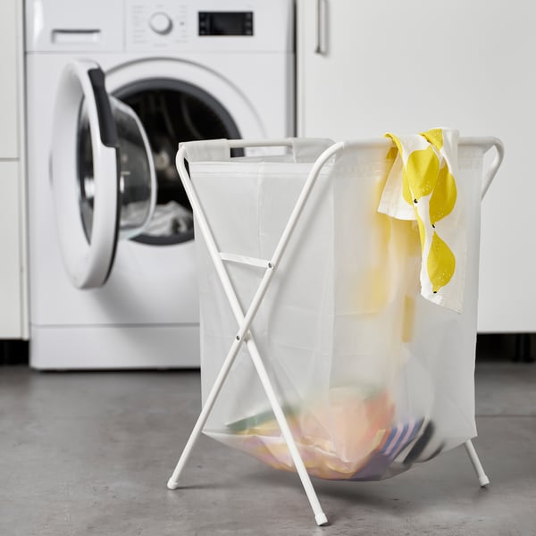 JÄLL 옐 빨래주머니+스탠드, 화이트, 50 l