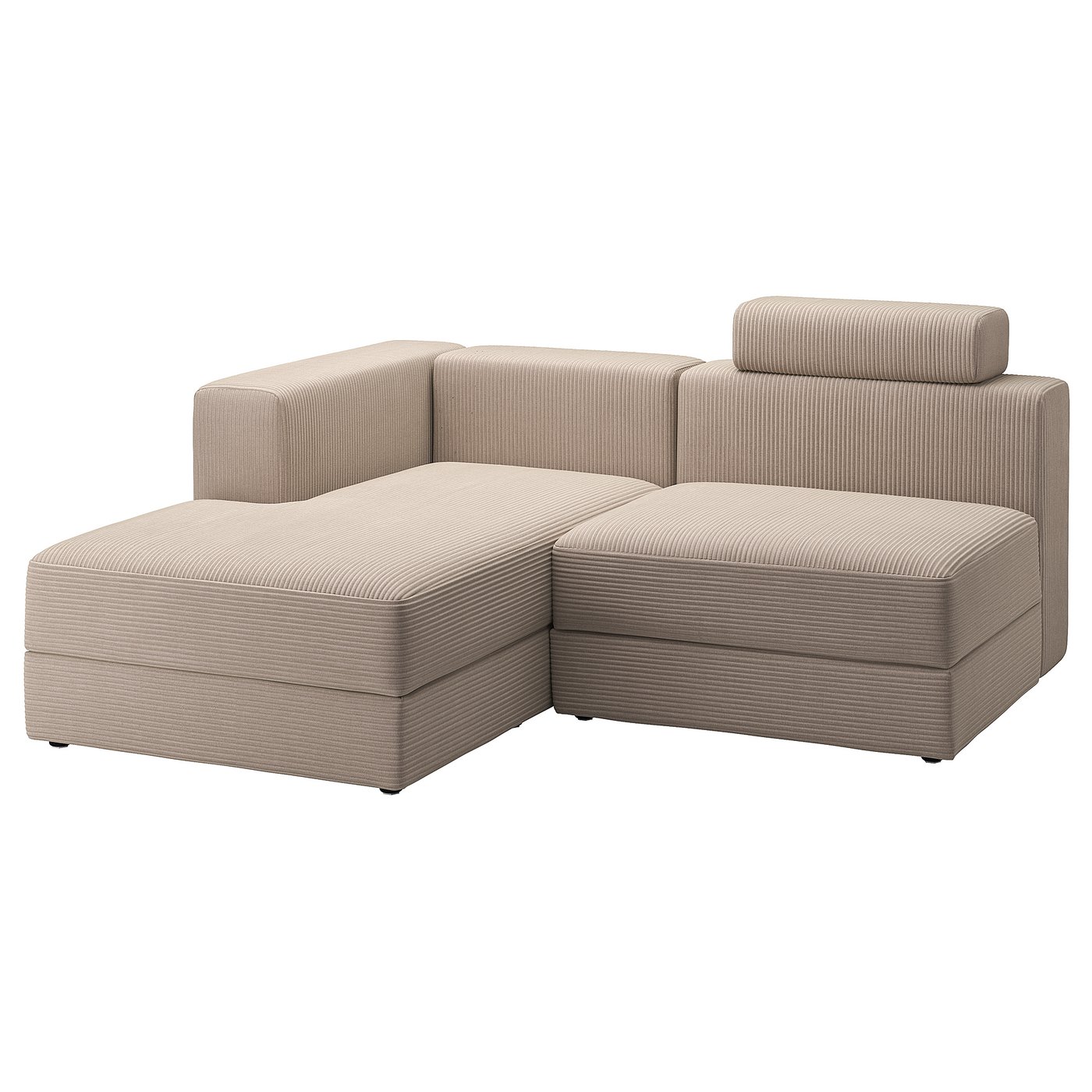 JÄTTEBO 예테보 2.5인용 모듈식 소파+긴 의자, 왼쪽 머리받침/삼살라 그레이베이지 - IKEA