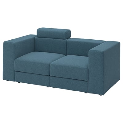 JÄTTEBO 예테보 2인용 모듈소파, 머리받침/악스발 다크그레이블루