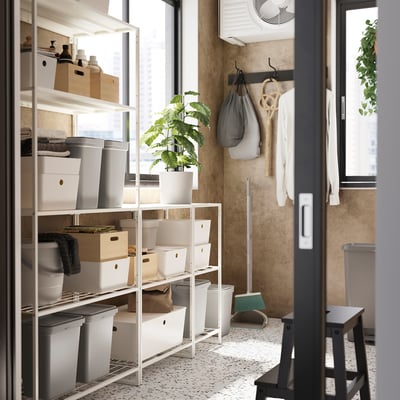 JOSTEIN 요스테인 선반유닛, 실내외겸용/화이트, 182x40x180 cm