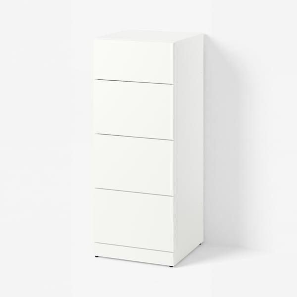 LASTARE 라스타레 4칸서랍장, 화이트, 40x42x100 cm